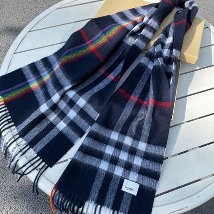 CHECK SCARF 200 CM IN BLACK MIX DOVE GRAY CASHMERE 394751