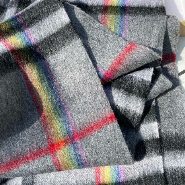 CHECK SCARF 200 CM IN GRAY GRAPHITE MIX BLACK 394752