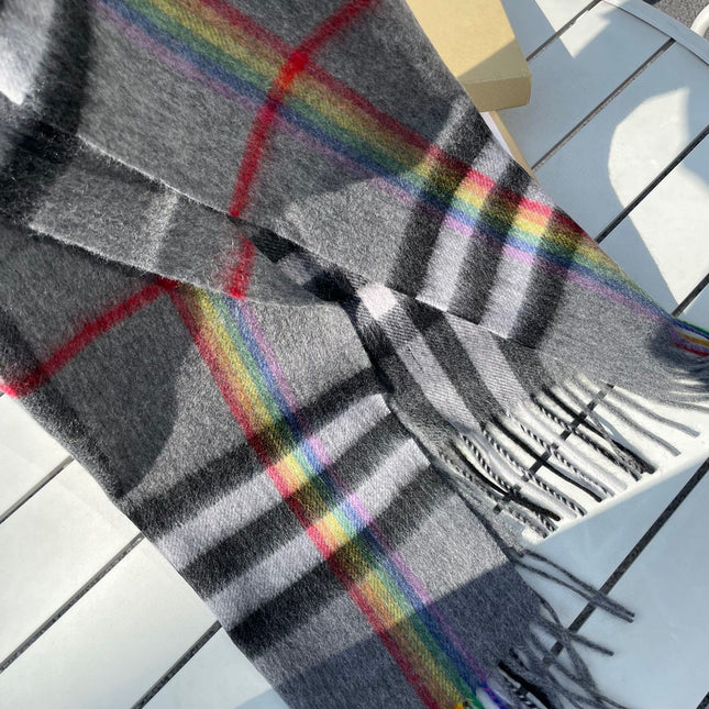 CHECK SCARF 200 CM IN GRAY GRAPHITE MIX BLACK 394752