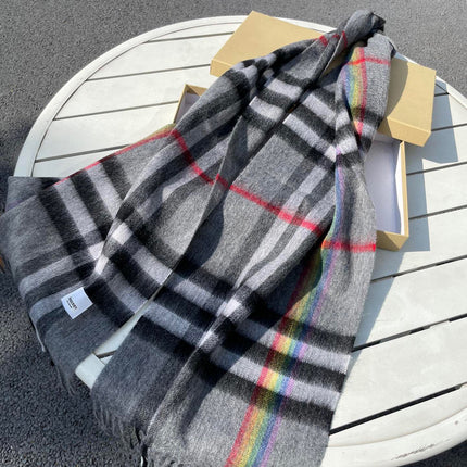 CHECK SCARF 200 CM IN GRAY GRAPHITE MIX BLACK 394752