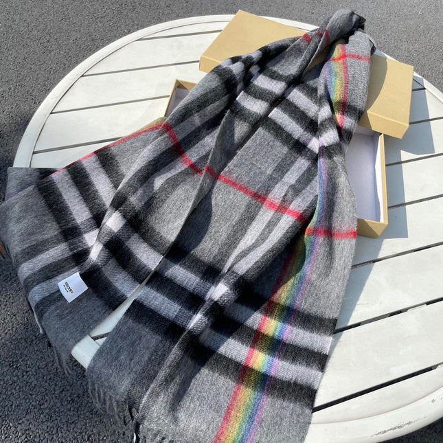 CHECK SCARF 200 CM IN GRAY GRAPHITE MIX BLACK 394752