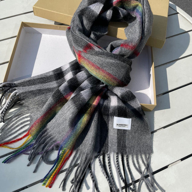 CHECK SCARF 200 CM IN GRAY GRAPHITE MIX BLACK 394752