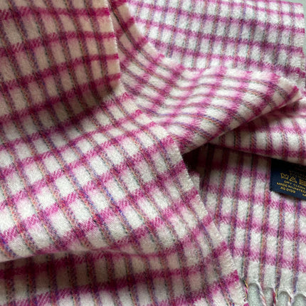 PLAID EMBROIDERY SCARF 180 CM IN BRIGHT PINK CASHMERE 399964