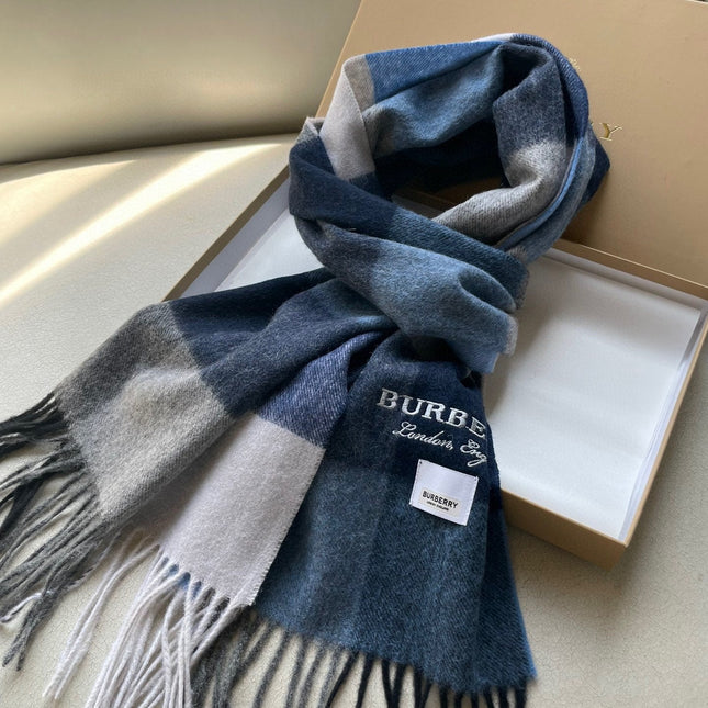 SCARF 180 CM IN BLUE CASHMERE 402220