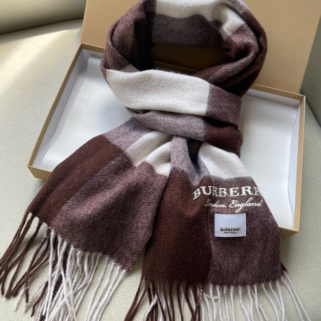 SCARF 180 CM IN CHESTNUT BROWN MIX WHITE CASHMERE 402221