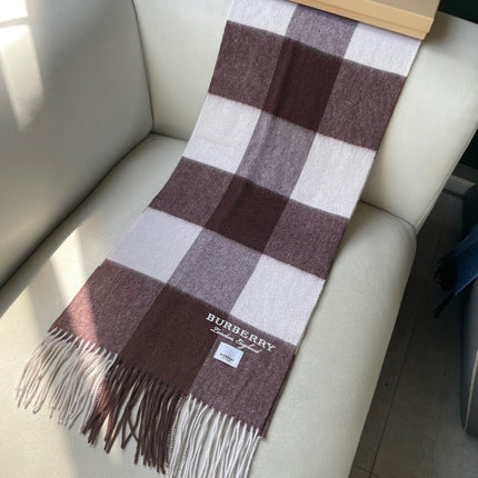 SCARF 180 CM IN CHESTNUT BROWN MIX WHITE CASHMERE 402221