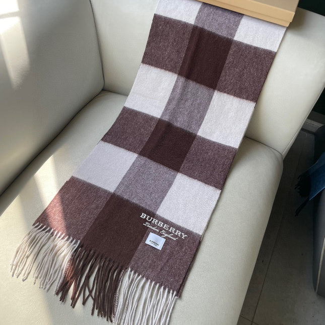 SCARF 180 CM IN CHESTNUT BROWN MIX WHITE CASHMERE 402221