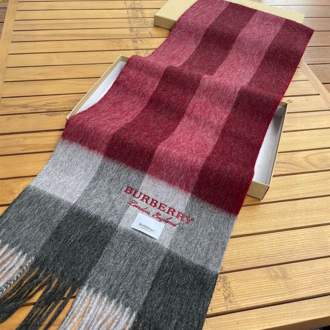 SCARF 180 CM IN GARNET RED MIX BLACK CASHMERE 410319