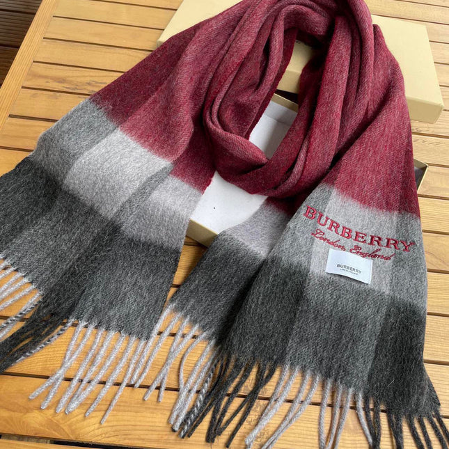 SCARF 180 CM IN GARNET RED MIX BLACK CASHMERE 410319