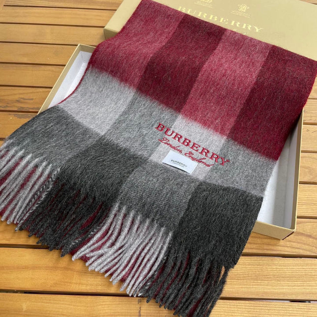 SCARF 180 CM IN GARNET RED MIX BLACK CASHMERE 410319