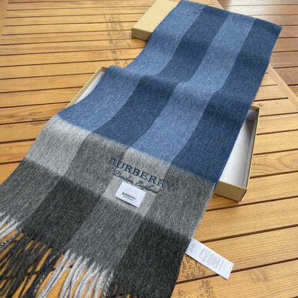 SCARF 180 CM IN DARK GRAY MIX NAVY BLUE CASHMERE 410320