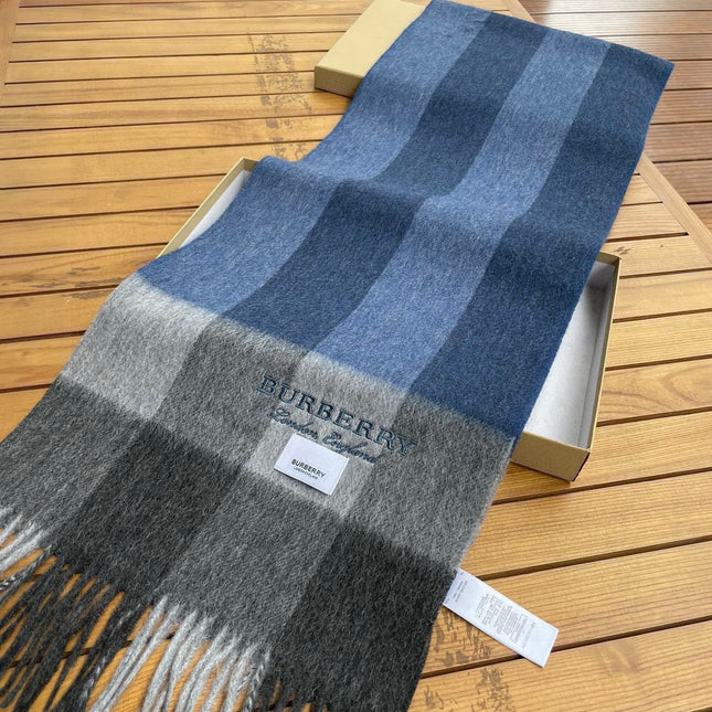 SCARF 180 CM IN DARK GRAY MIX NAVY BLUE CASHMERE 410320