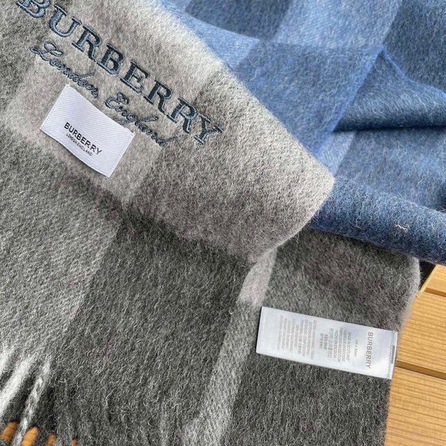 SCARF 180 CM IN DARK GRAY MIX NAVY BLUE CASHMERE 410320