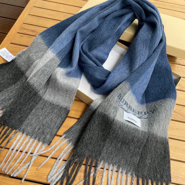 SCARF 180 CM IN DARK GRAY MIX NAVY BLUE CASHMERE 410320