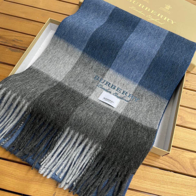 SCARF 180 CM IN DARK GRAY MIX NAVY BLUE CASHMERE 410320