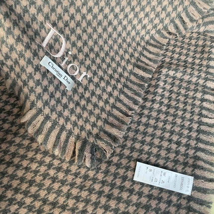 HOUNDSTOOTH SCARF 200 CM IN CAMEL BROWN WOOL 416827