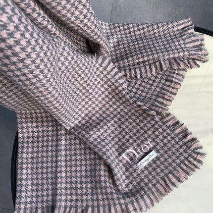 HOUNDSTOOTH SCARF 200 CM IN CAMEL BROWN WOOL 416827