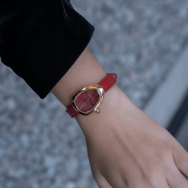 SERPENTI ROSE GOLD CASE RED LEATHER STRAP