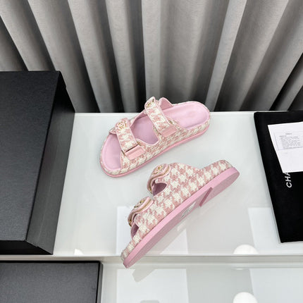 dad sandals pink white mules