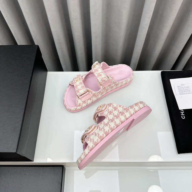 dad sandals pink white mules