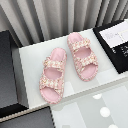 dad sandals pink white mules