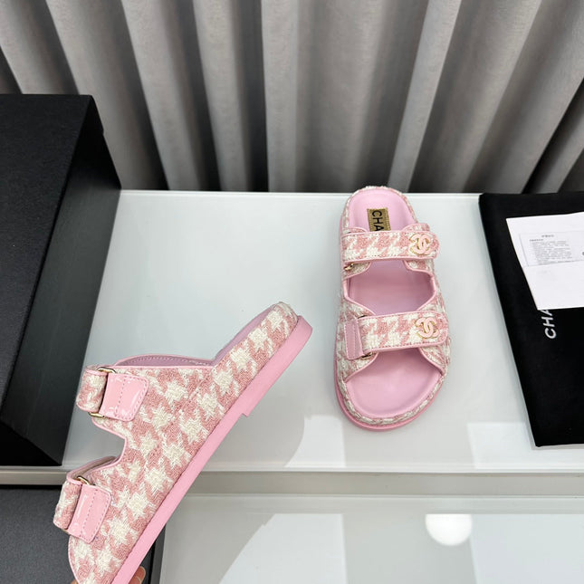 dad sandals pink white mules