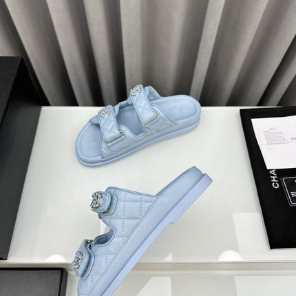 dad sandals cloud blue lambskin mules