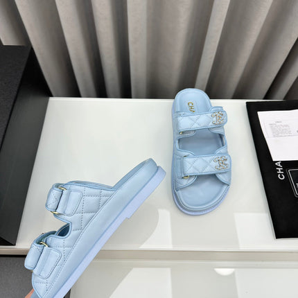 dad sandals cloud blue lambskin mules