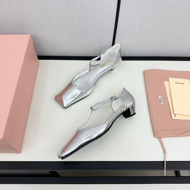 BALLET SANDAL SILVER LAMBSKIN WITH T-STRAP