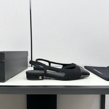 SLINGBACK BLACK TWEED AND CALFSKIN
