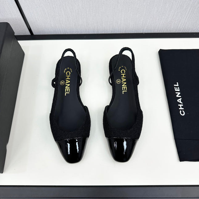 SLINGBACK BLACK TWEED AND CALFSKIN