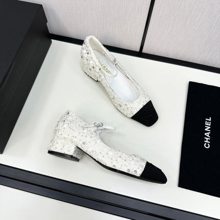 CC MARY JANE IN BLACK MIX WHITE SEQUINS AND VELVET