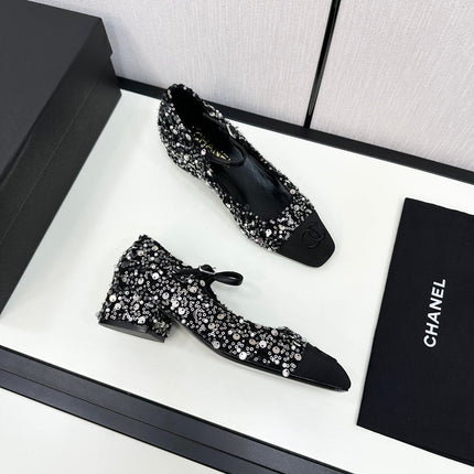 CC MARY JANE IN BLACK SEQUINS AND VELVET