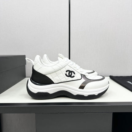 CC SNEAKER IN WHITE MIX BLACK EMBROIDERED LAMBSKIN