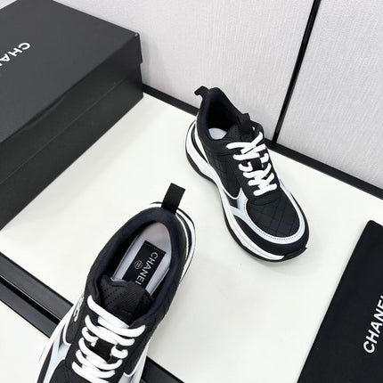 CC SNEAKER IN BLACK MIX WHITE EMBROIDERED LAMBSKIN
