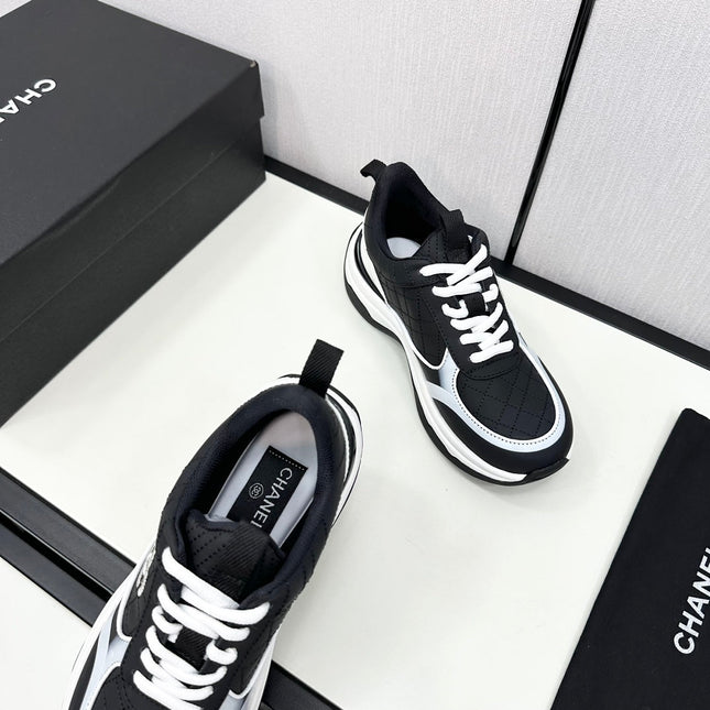 CC SNEAKER IN BLACK MIX WHITE EMBROIDERED LAMBSKIN