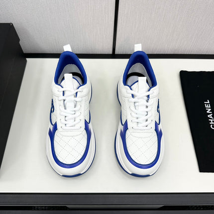 CC SNEAKER IN WHITE MIX COBALT BLUE EMBROIDERED LAMBSKIN
