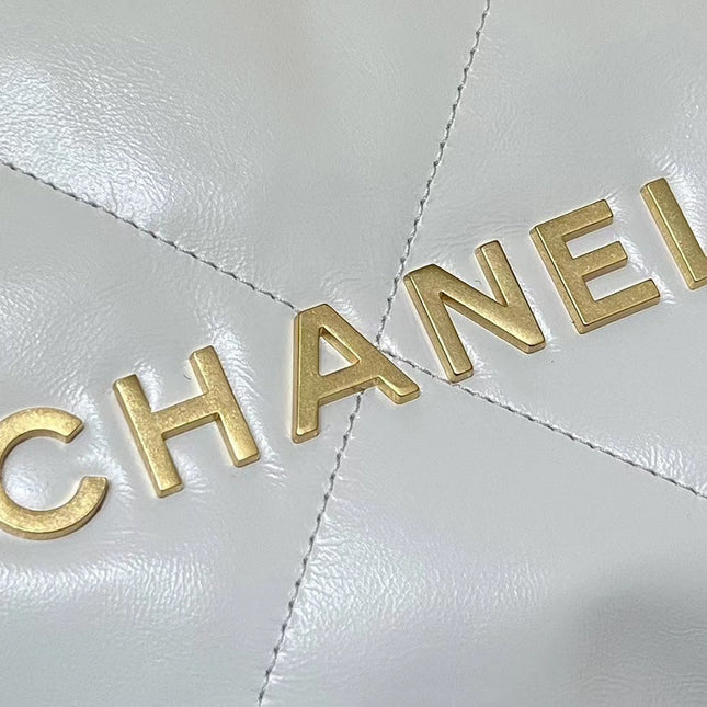 CC 19 HOBO BAG 43CM WHITE GOATSKIN GOLD HARDWARE