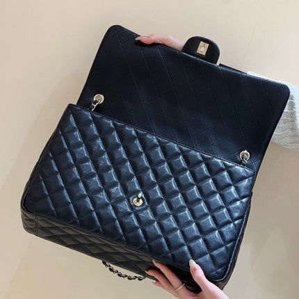 25S CHANEL CLASSIC JUMBO BAG 38 IN BLACK LAMBSKIN