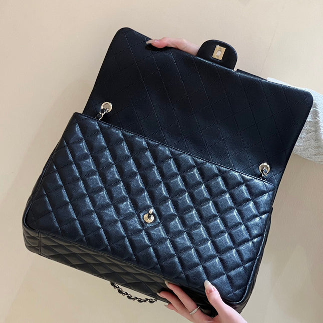 25S CHANEL CLASSIC JUMBO BAG 38 IN BLACK LAMBSKIN