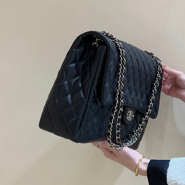 25S CHANEL CLASSIC JUMBO BAG 38 IN BLACK LAMBSKIN