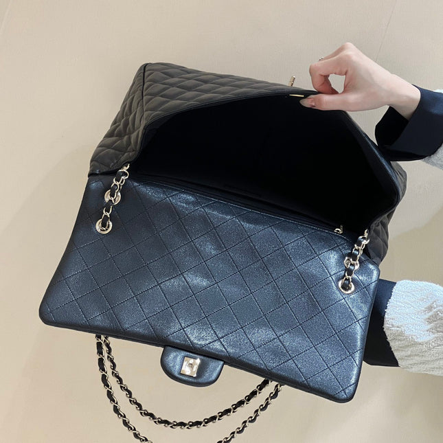 25S CHANEL CLASSIC JUMBO BAG 38 IN BLACK LAMBSKIN