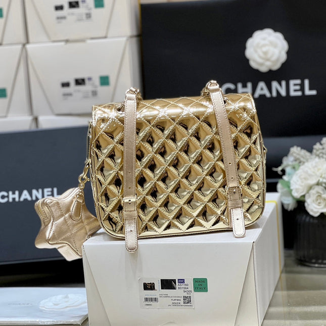 25S CHANEL STAR GOLD 23 IN METALLIC GOLD CALFSKIN