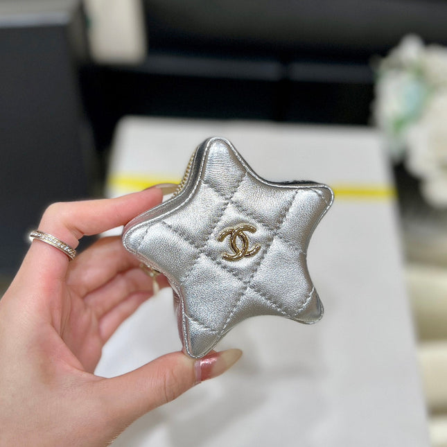 25S CHANEL STAR SILVER 23 IN METALLIC SILVER CALFSKIN