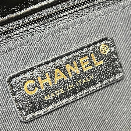 CHANEL 25S HOBO RETRO BAG 24 IN BLACK CALFSKIN GOLD HARDWARE