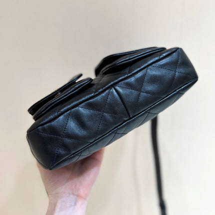 CHANEL 25S HOBO RETRO BAG 24 IN BLACK CALFSKIN GOLD HARDWARE