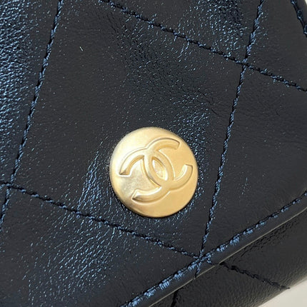 CHANEL 25S HOBO RETRO BAG 24 IN BLACK CALFSKIN GOLD HARDWARE
