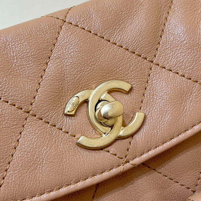 CHANEL 25S HOBO RETRO BAG 24 IN WARM TAUPE CALFSKIN