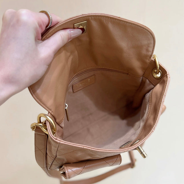CHANEL 25S HOBO RETRO BAG 24 IN WARM TAUPE CALFSKIN