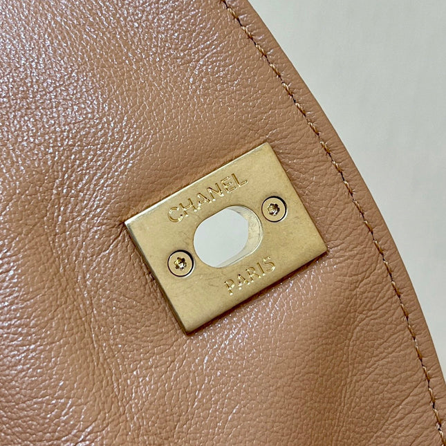 CHANEL 25S HOBO RETRO BAG 24 IN WARM TAUPE CALFSKIN